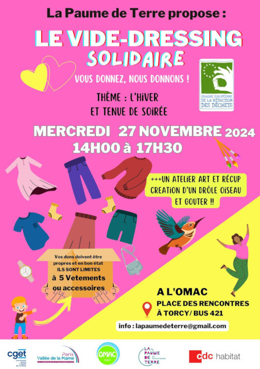 Vide dressing solidaire sur le thème "l'hiver et tenue de soirée" et atelier artistique